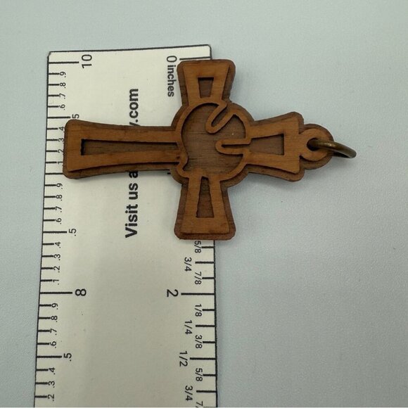 Carved Wooden Cross Pendant - Picture 7 of 14